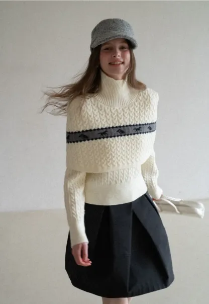 Pleated A Line Mini Skirt with Layered Design