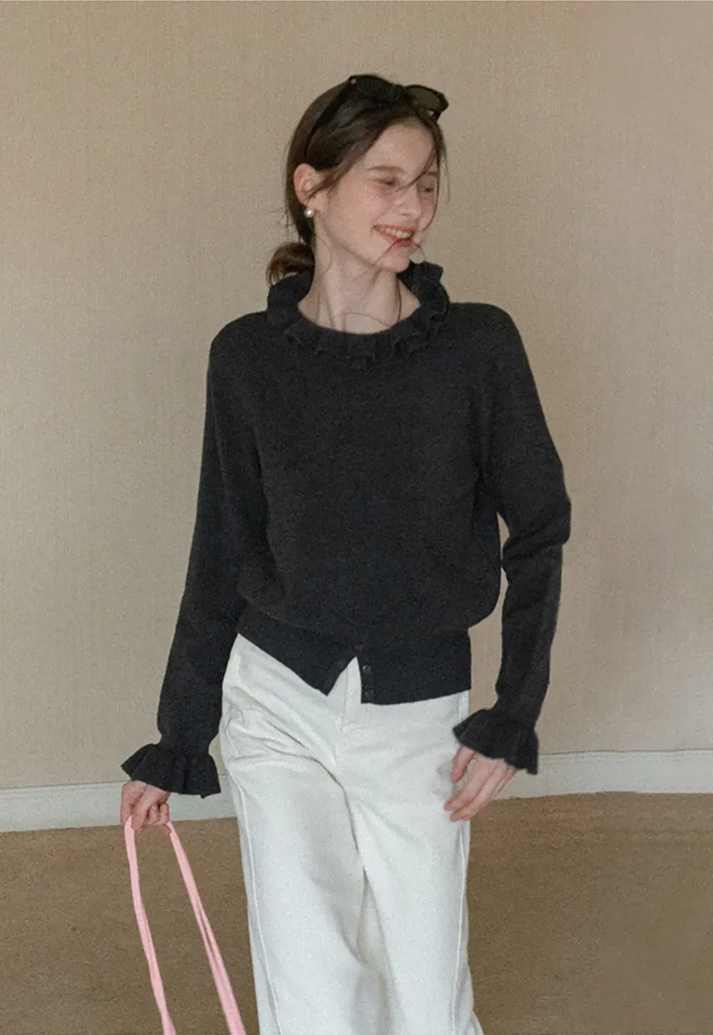 Wide leg high waist denim jeans with belt loop design