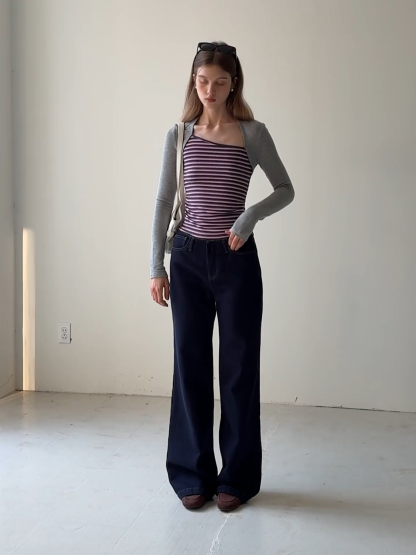 Women Casual High Waist Straight Leg Denim Pants