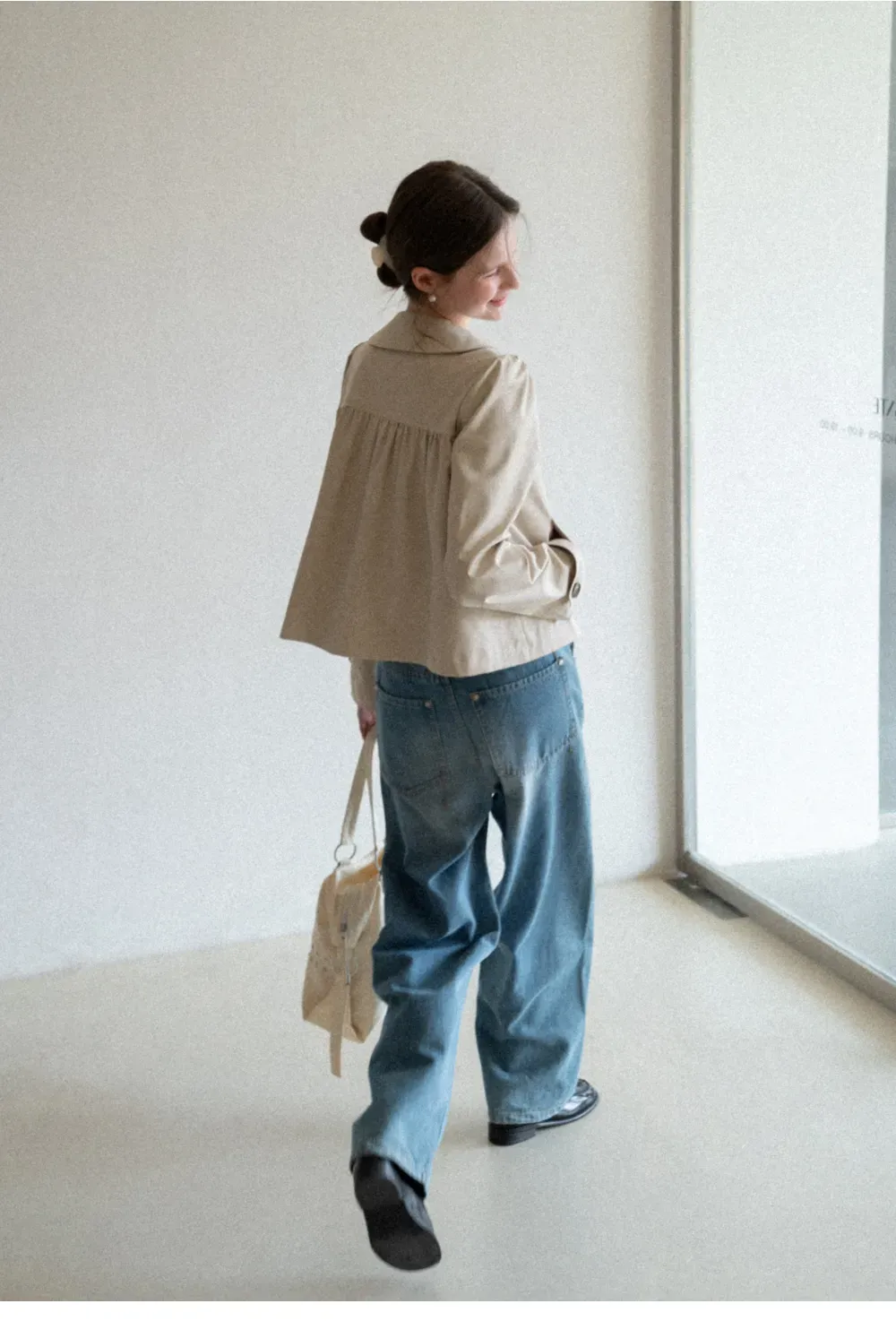 Short Jacket with Peter Pan Collar and Buttons