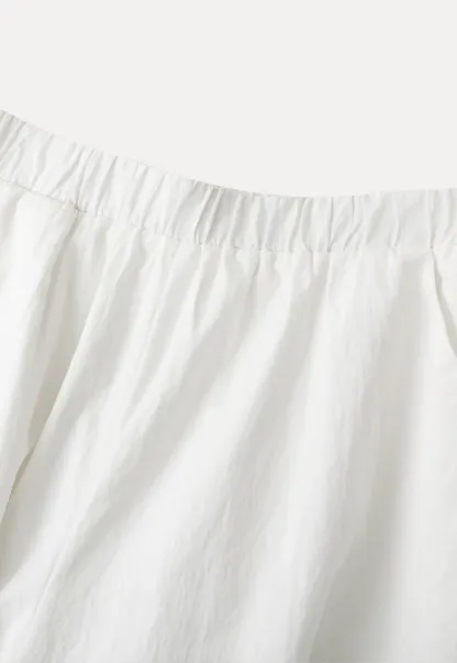 Wide Leg Cropped Casual Pants with Elastic Waist