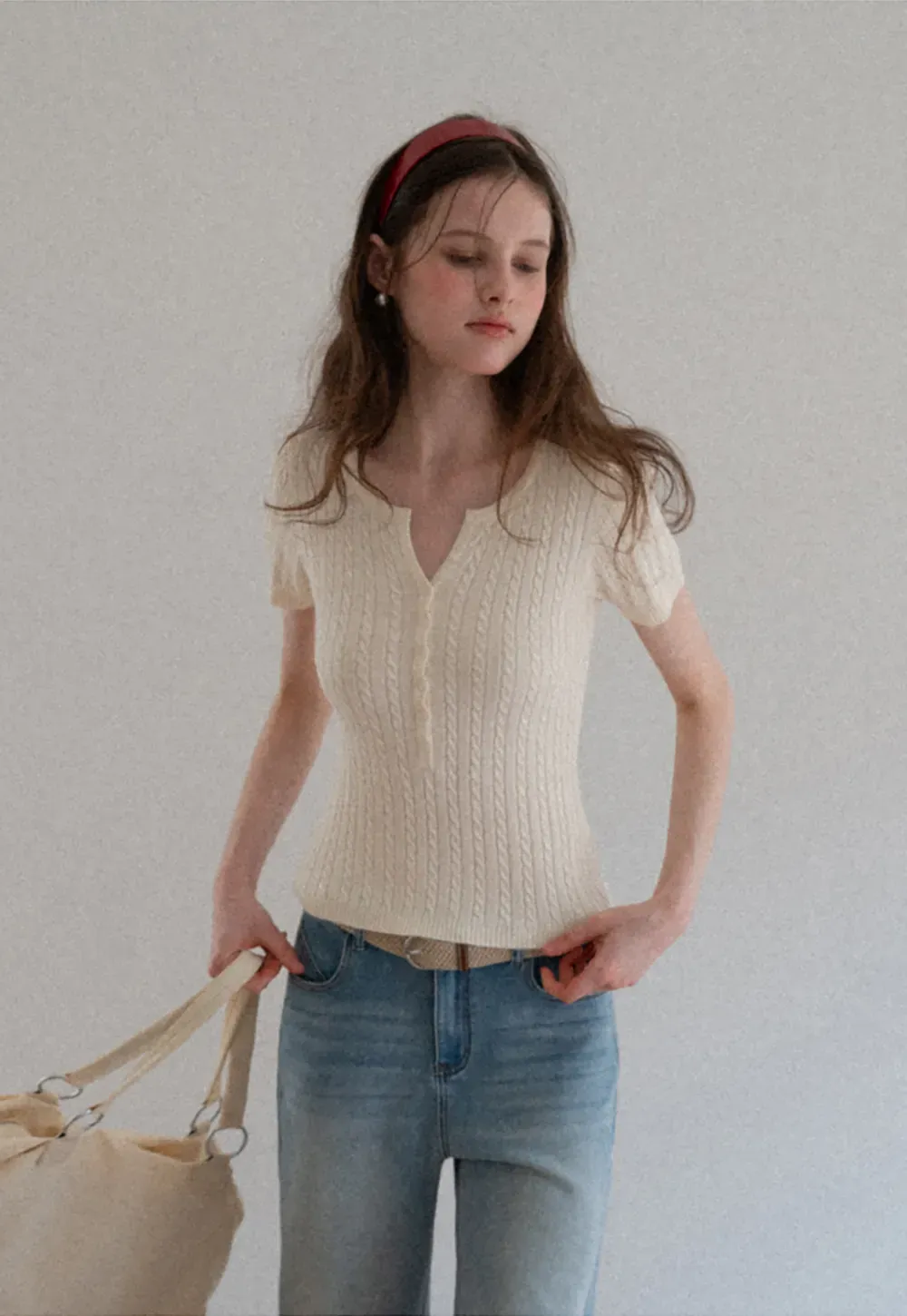 Wide leg flared denim jeans with front pockets