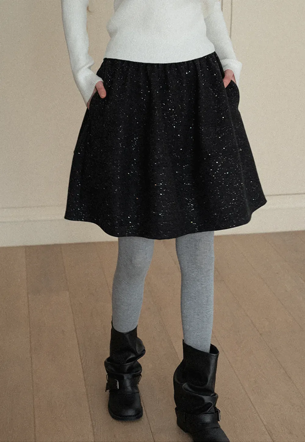 Sparkle Flare Skirt with Elastic Waist