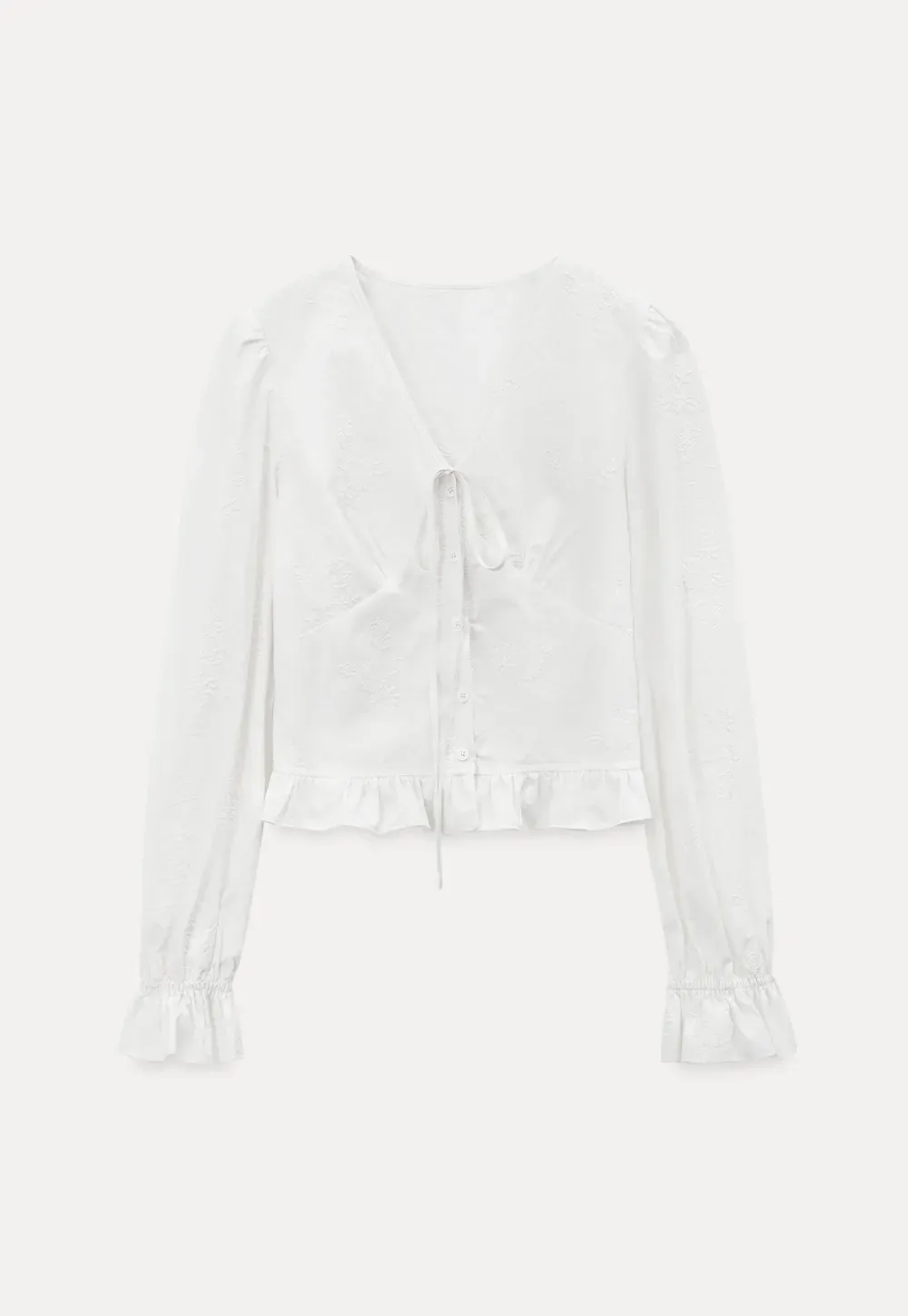 Shirt with ruffled sleeves and layered skirt