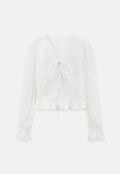 Shirt with ruffled sleeves and layered skirt