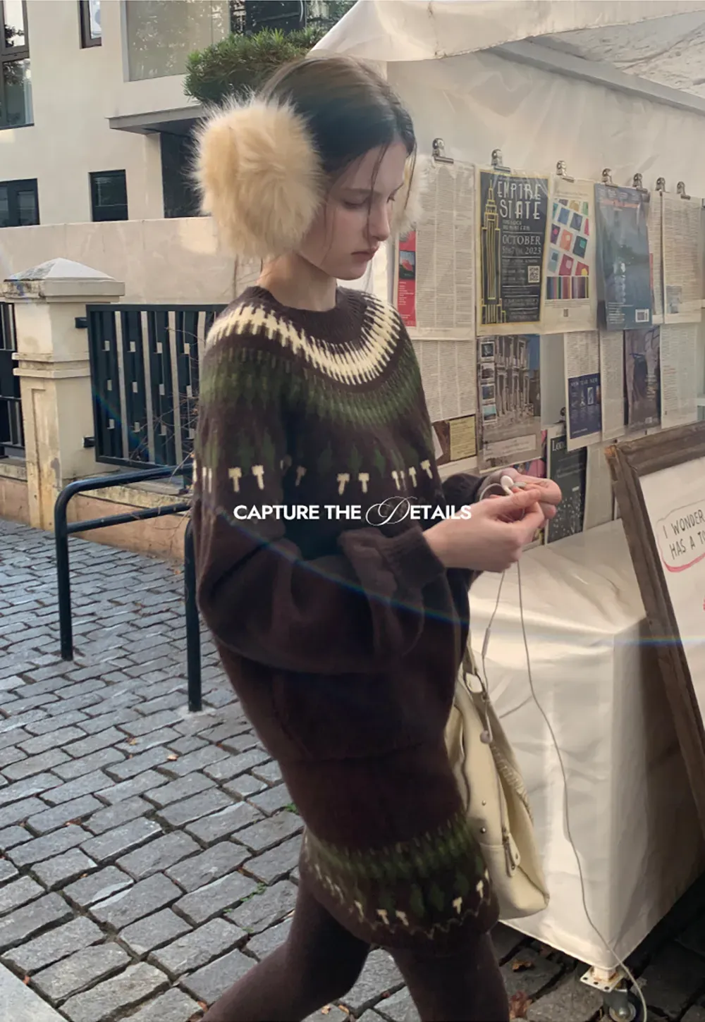 Woolen Knit Sweater and Skirt Set with Pattern Design