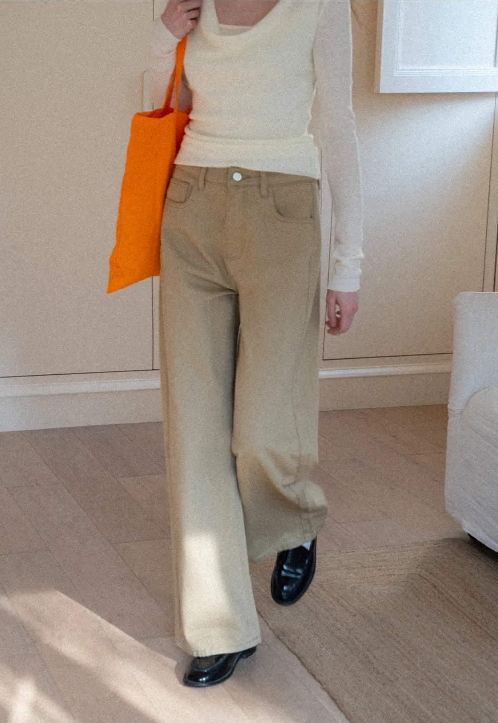 Wide leg high waist denim pants