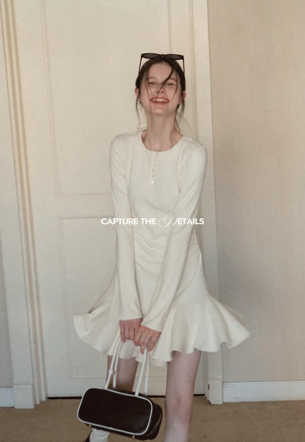 Elegant Flared Sleeve Mini Dress with Ruffle Hem