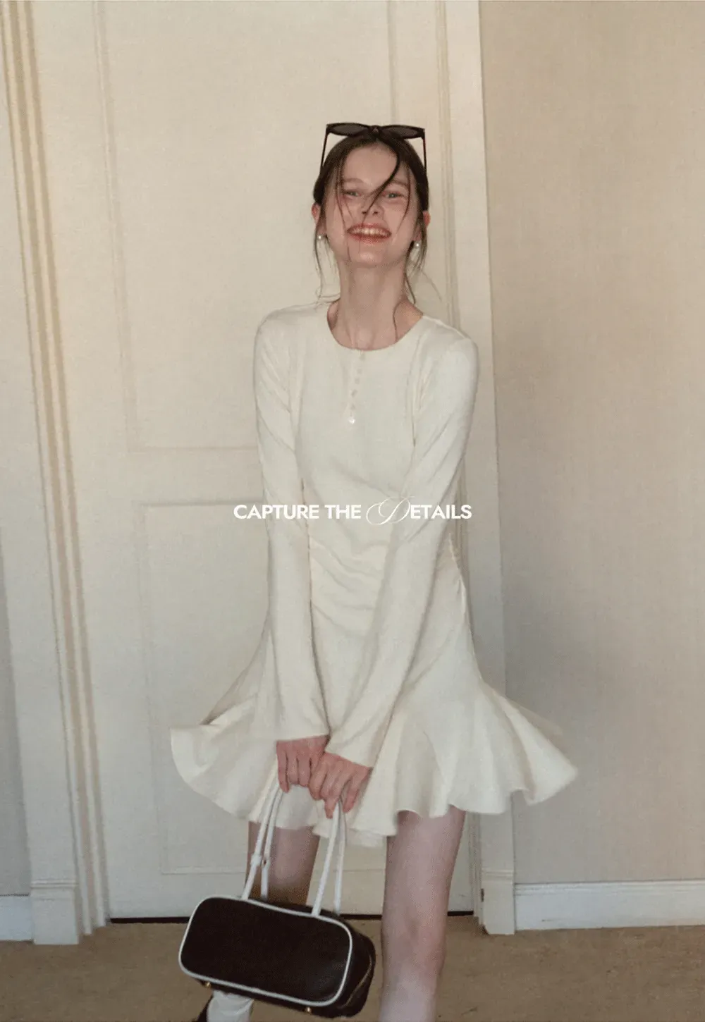 Elegant Flared Sleeve Mini Dress with Ruffle Hem