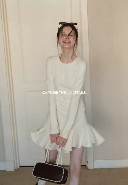 Elegant Flared Sleeve Mini Dress with Ruffle Hem