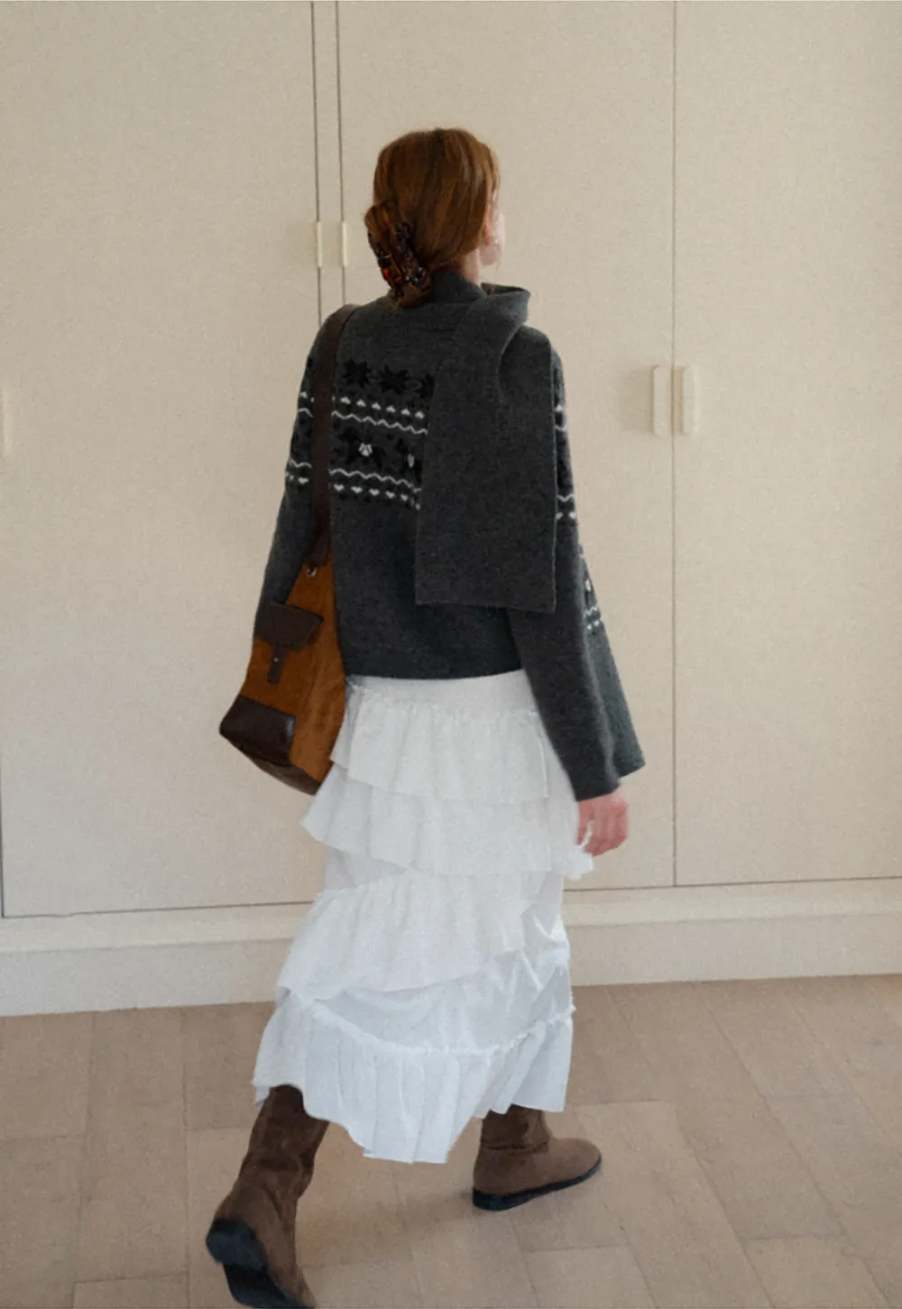 Winter Fair Isle Knit Sweater with Snowflake and Animal Pattern