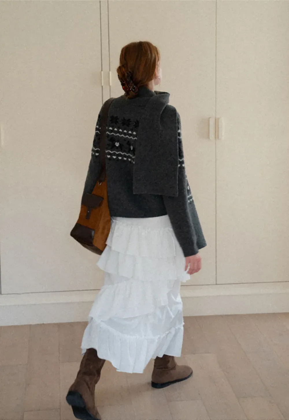 Winter Fair Isle Knit Sweater with Snowflake and Animal Pattern