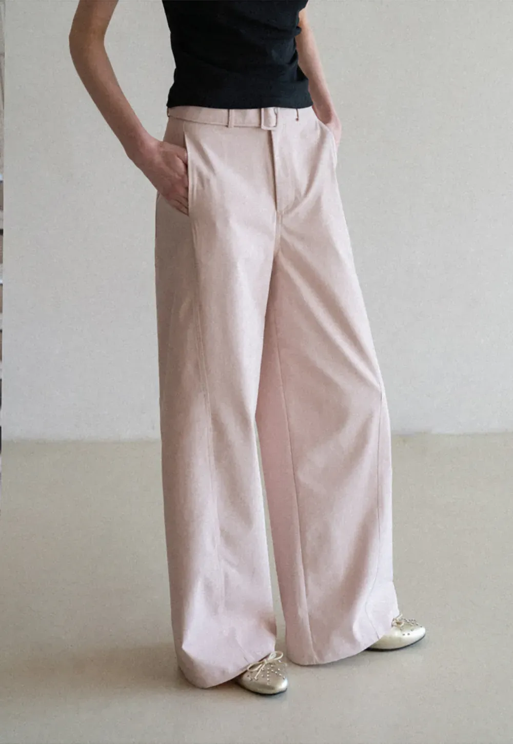 Wide Leg Casual Pants with Belted Waist