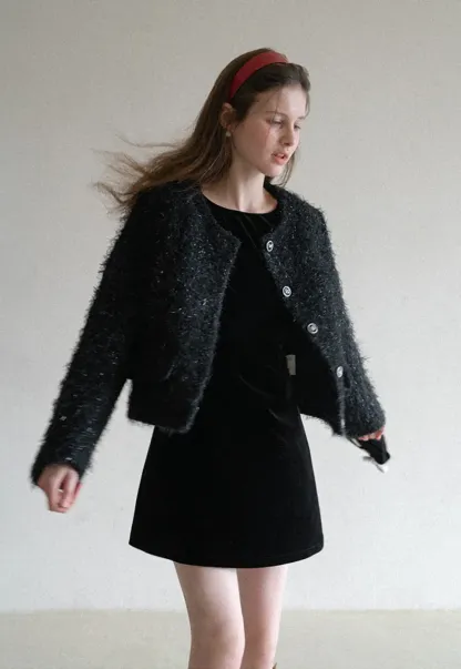 Elegant Velvet Mini Dress with Flared Sleeves