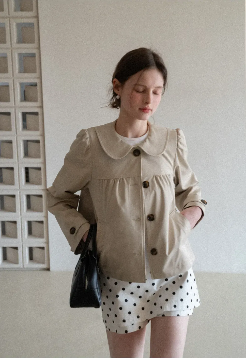 Short Jacket with Peter Pan Collar and Buttons