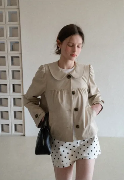 Short Jacket with Peter Pan Collar and Buttons