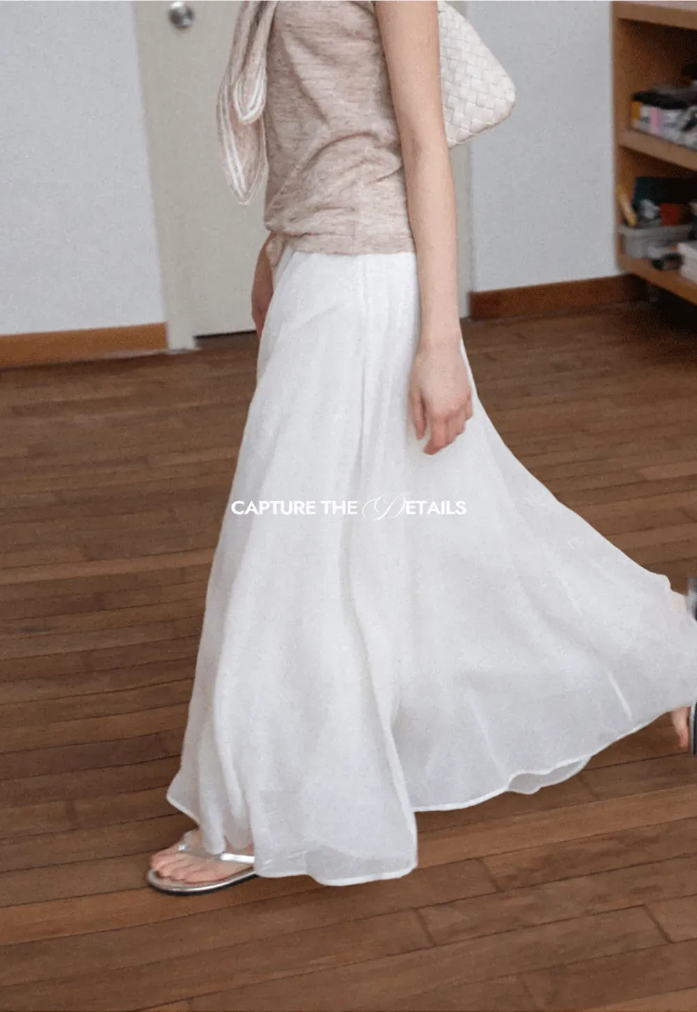 Flowy Maxi Skirt with Lace Trim and Drawstring Waist