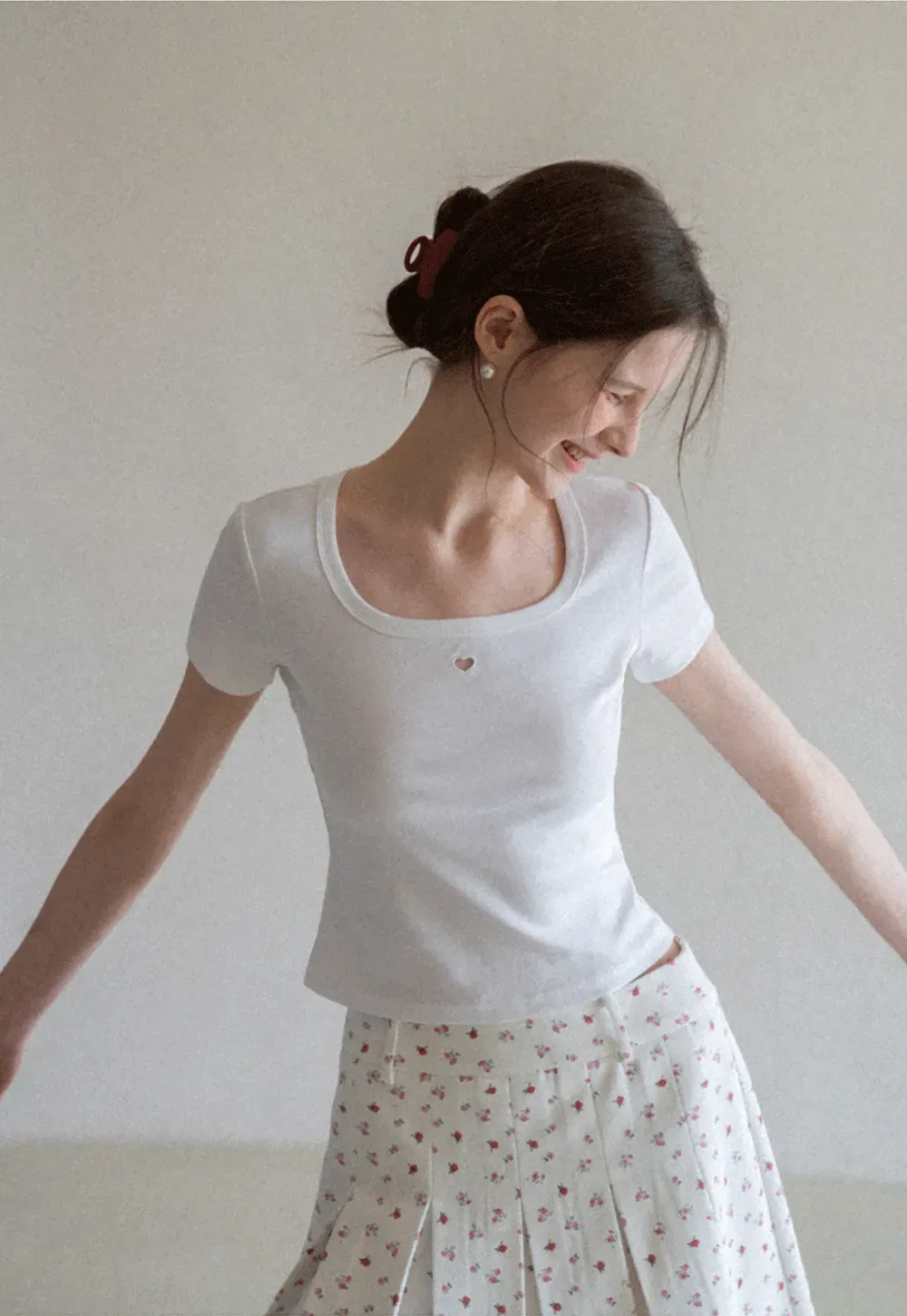 Short Sleeve Crop Top with Square Neckline