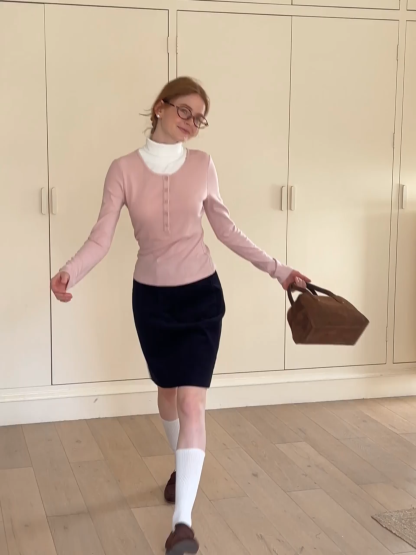 Stylish Gray Long-Sleeve Turtleneck Top