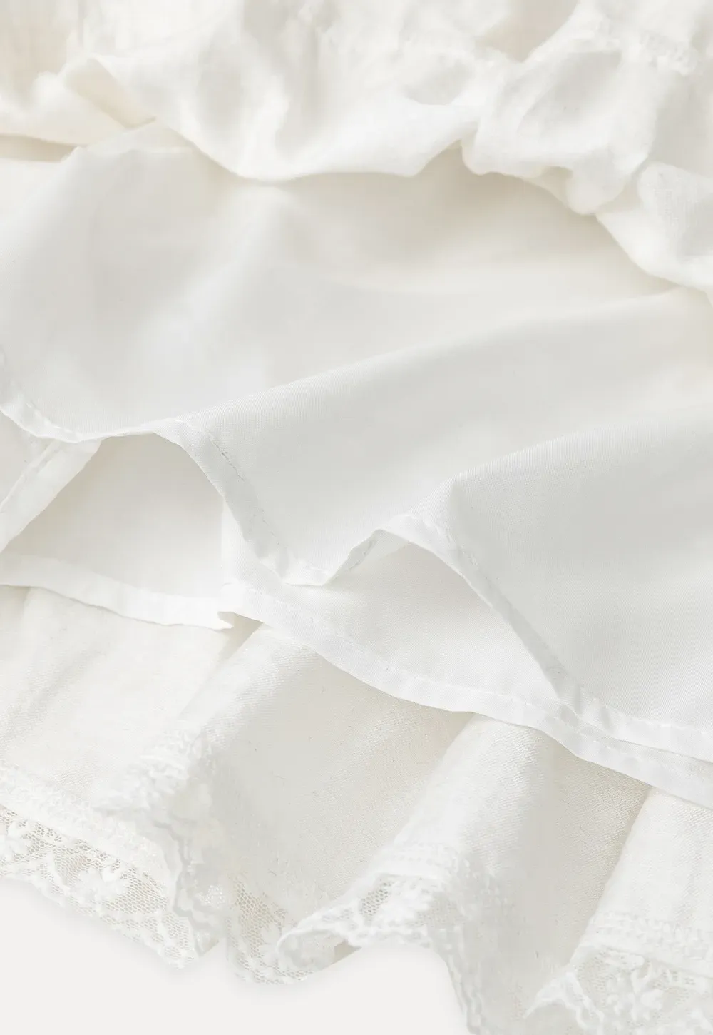 Tiered lace hem drawstring waist skirt