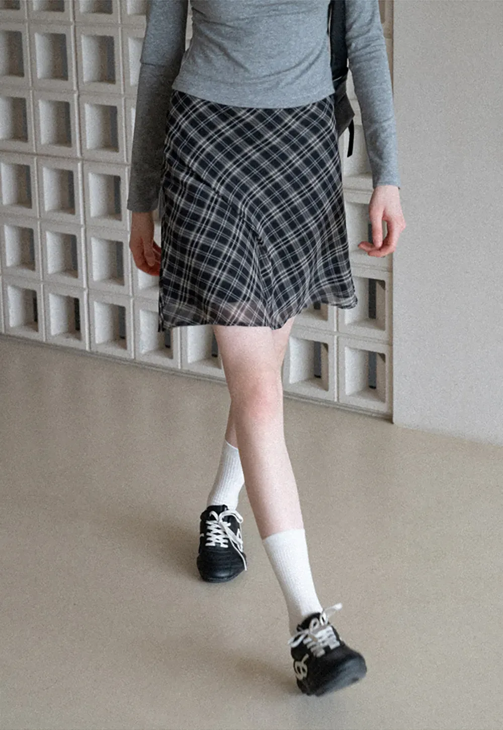 Plaid Skirt with Flowy Hem Design