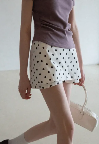 Polka dot mini skirt with layered hem