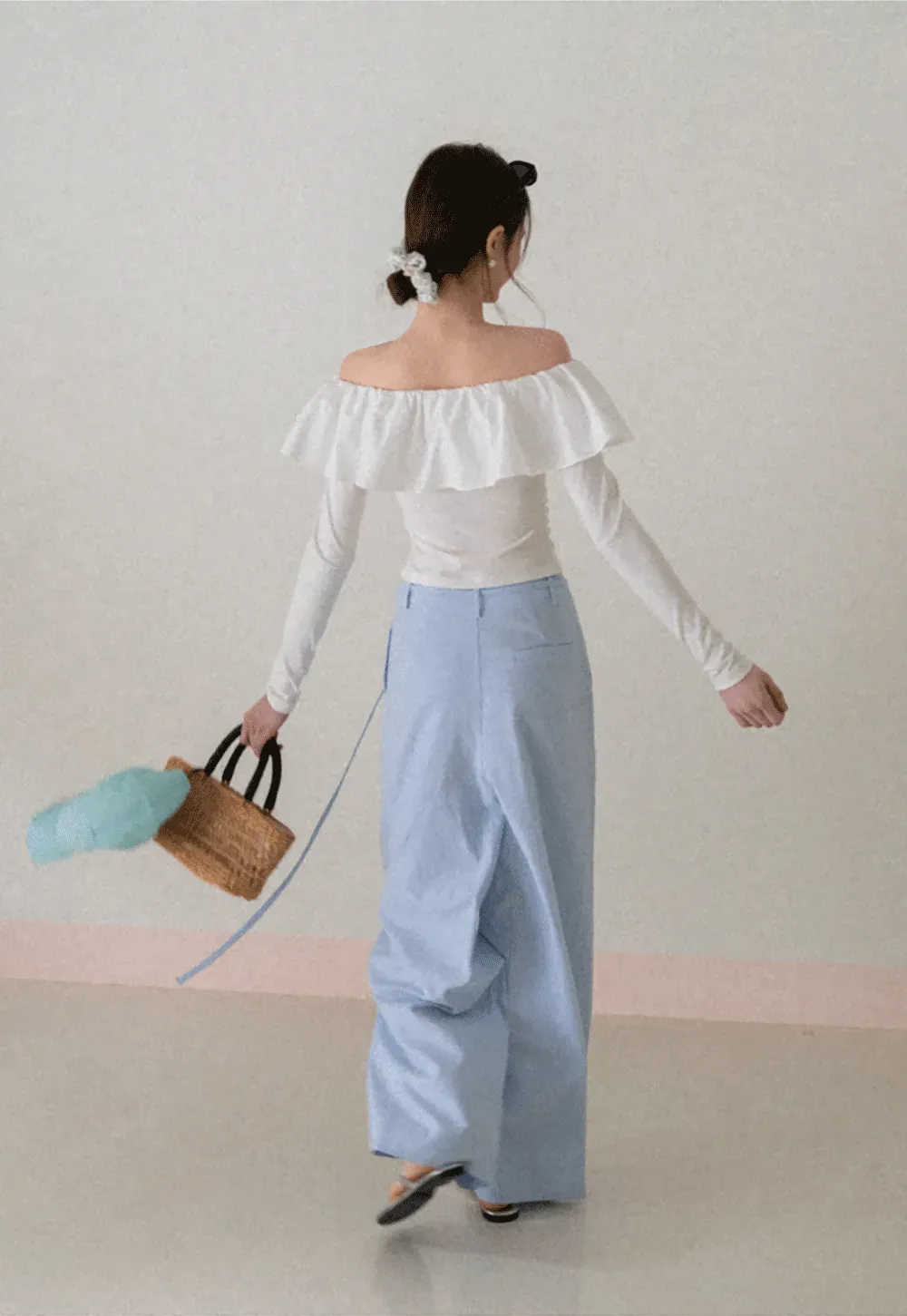 Off Shoulder Ruffled Top with Long Sleeves
