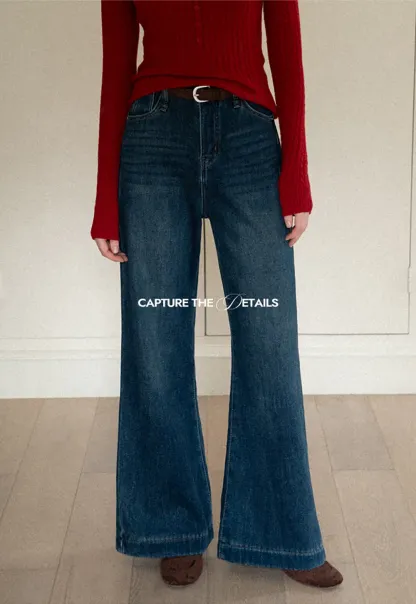 Wide Leg Denim Jeans with Belt Loop