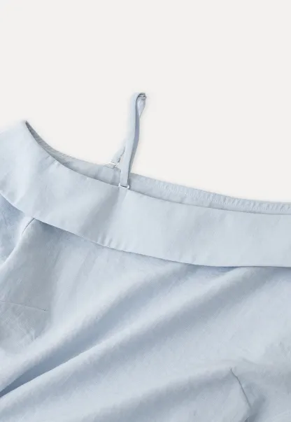 Off Shoulder Shirt with Ruched Sleeve Detail