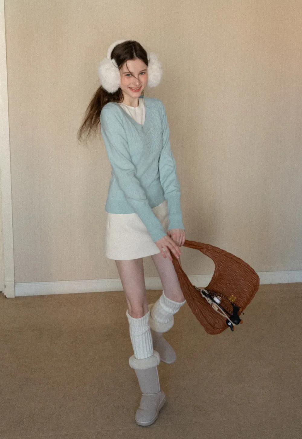 V Neck Long Sleeve Knit Sweater