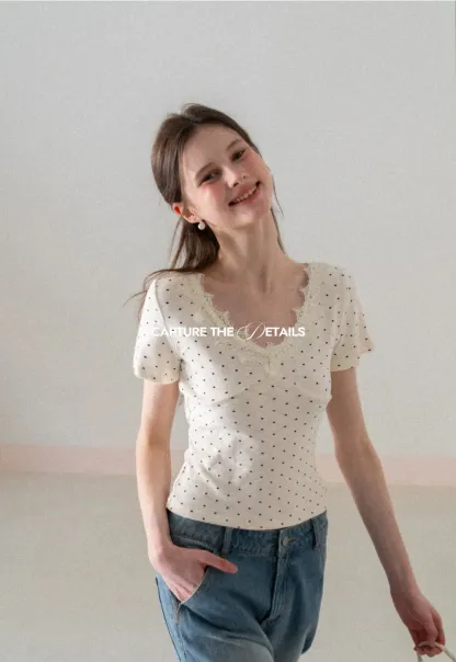 Polka Dot Short Sleeve T Shirt