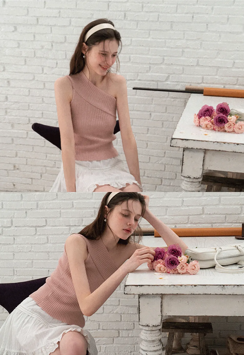 Asymmetrical Ribbed Knit Sleeveless Top