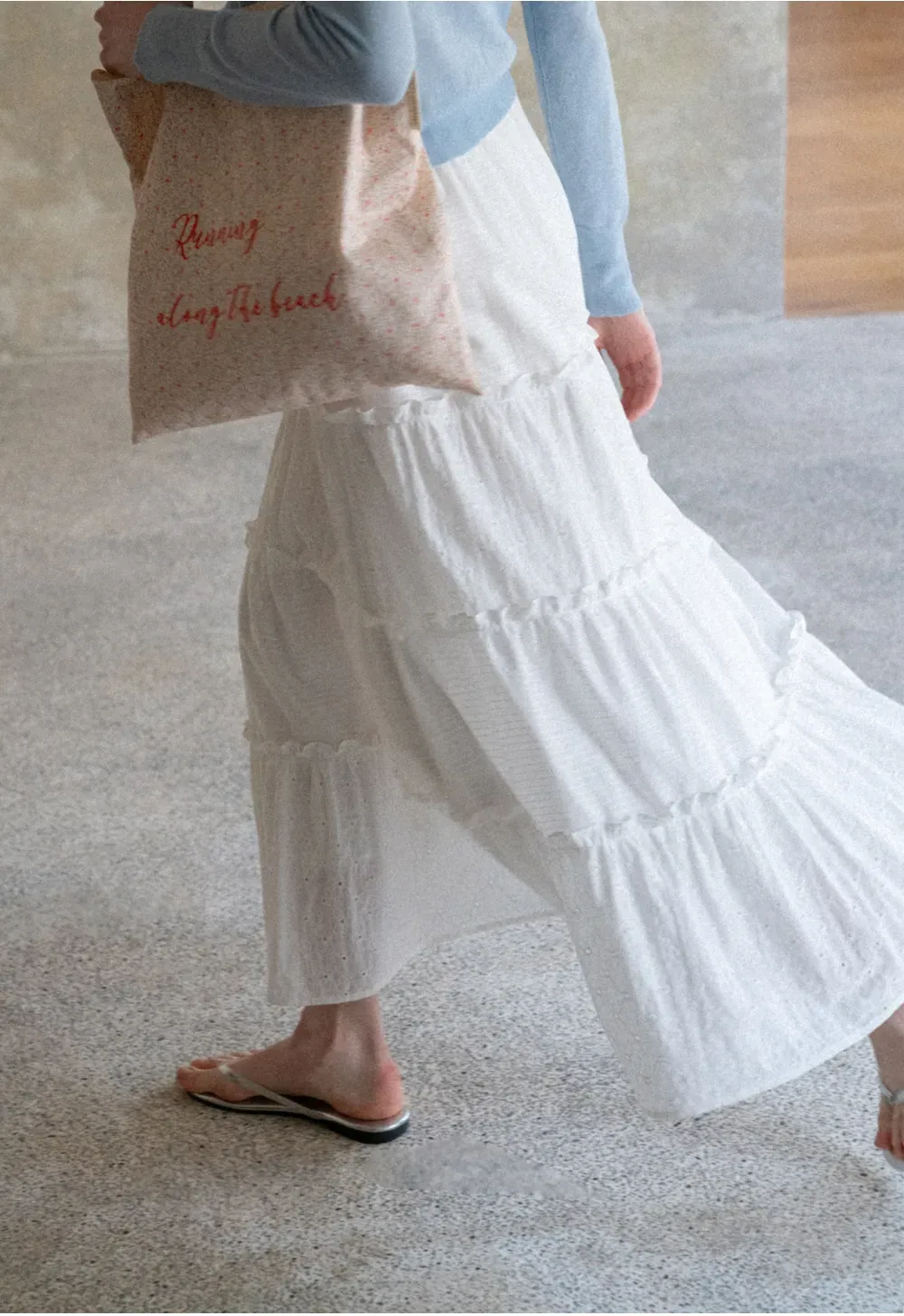 Tiered Ruffled Eyelet Maxi Skirt