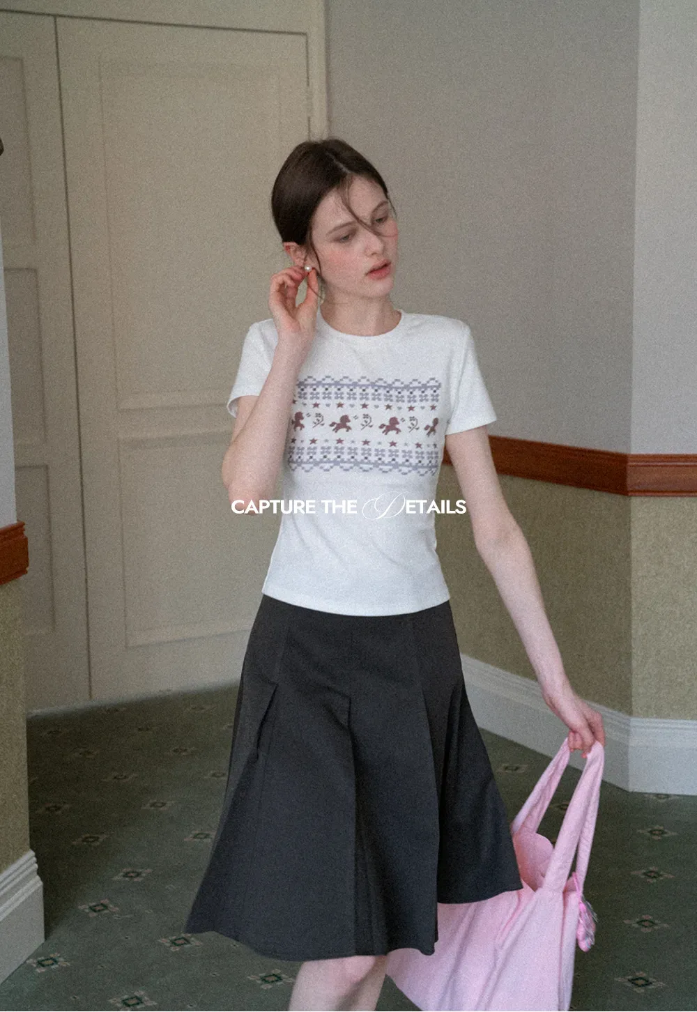 Pleated A-line Skirt with Waistband