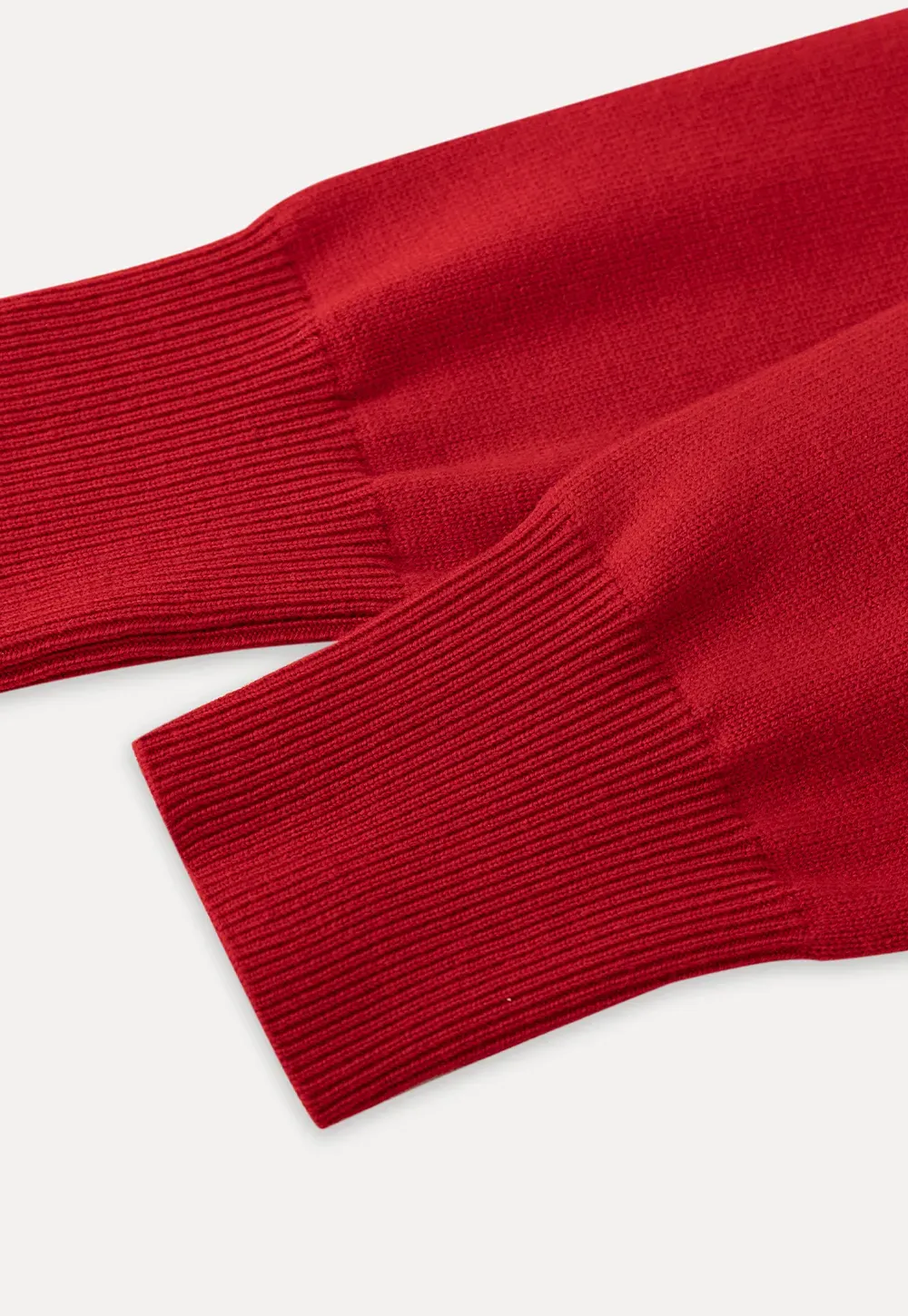 Red Knit Sweater with Shoulder Details