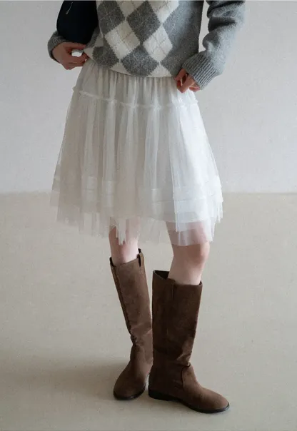 fluffy layered tulle skirt with elastic waistband