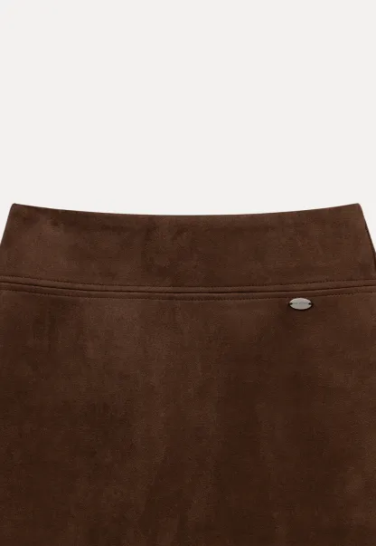 Womens High Waist Suede Mini Skirt