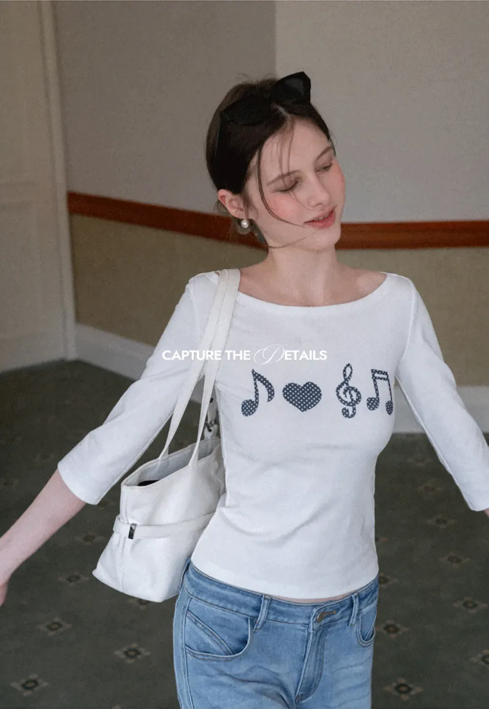 Tshirt with musical notes and heart pattern