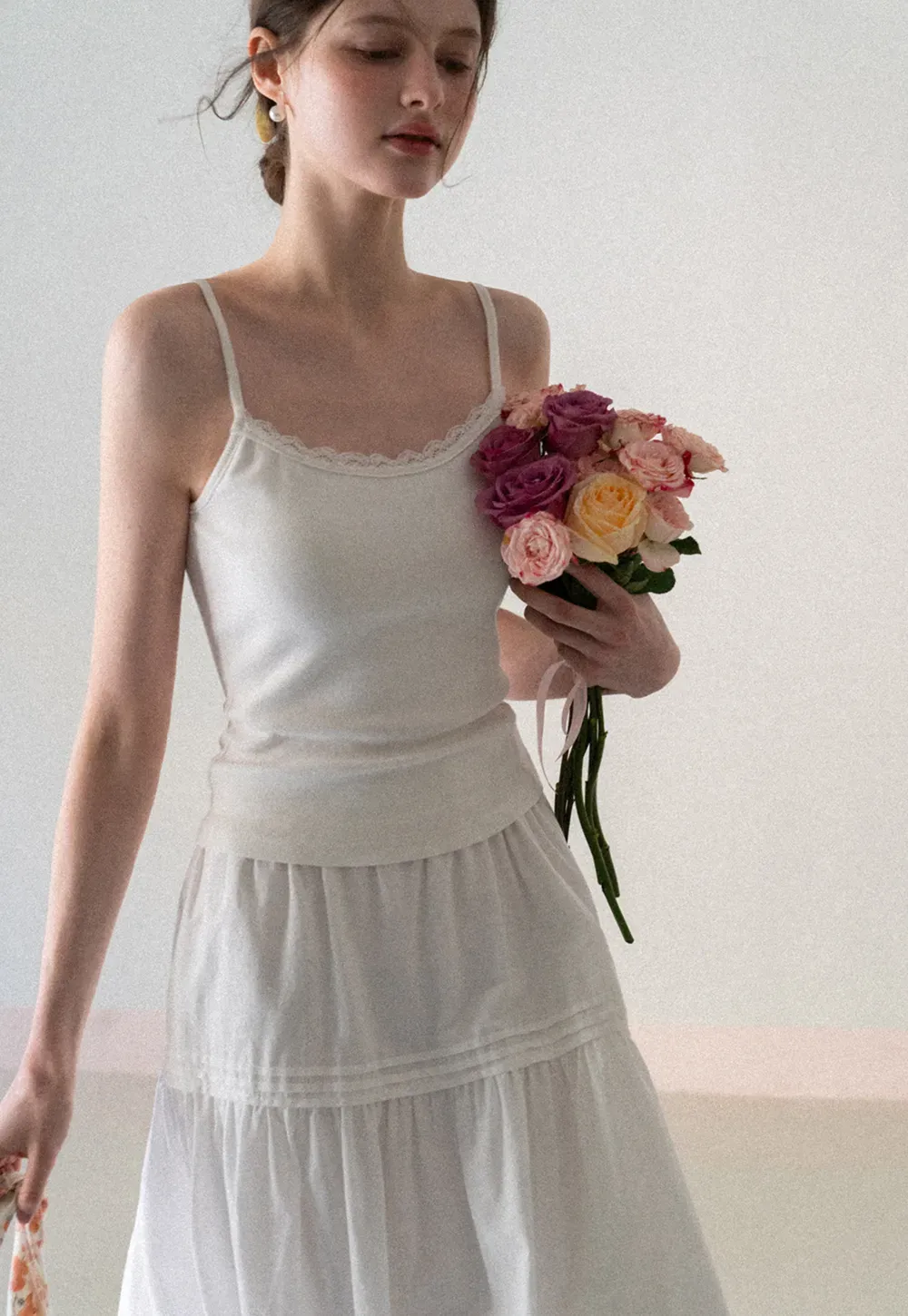 Lace Trimmed Sleeveless Camisole Top