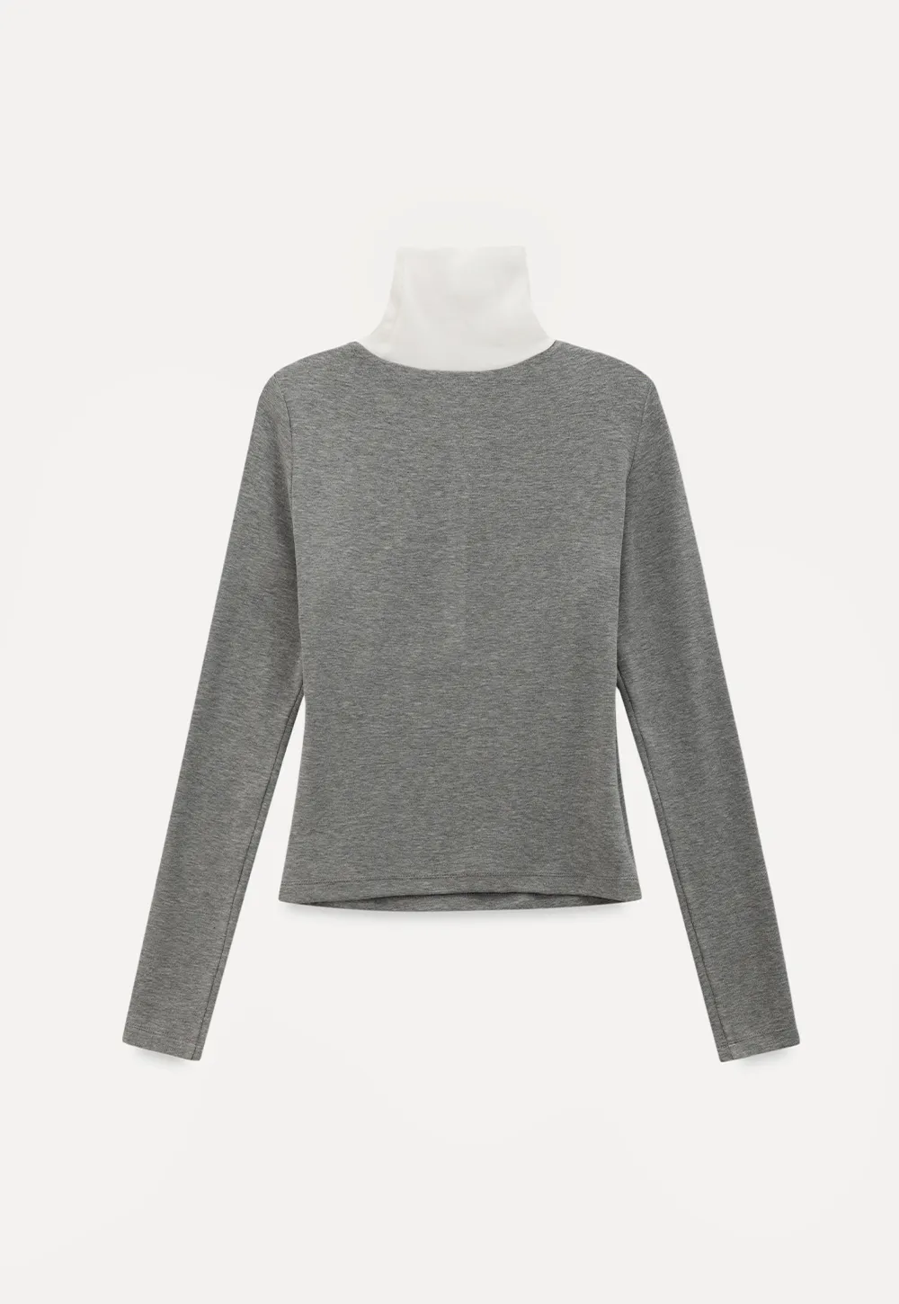 Stylish Gray Long-Sleeve Turtleneck Top
