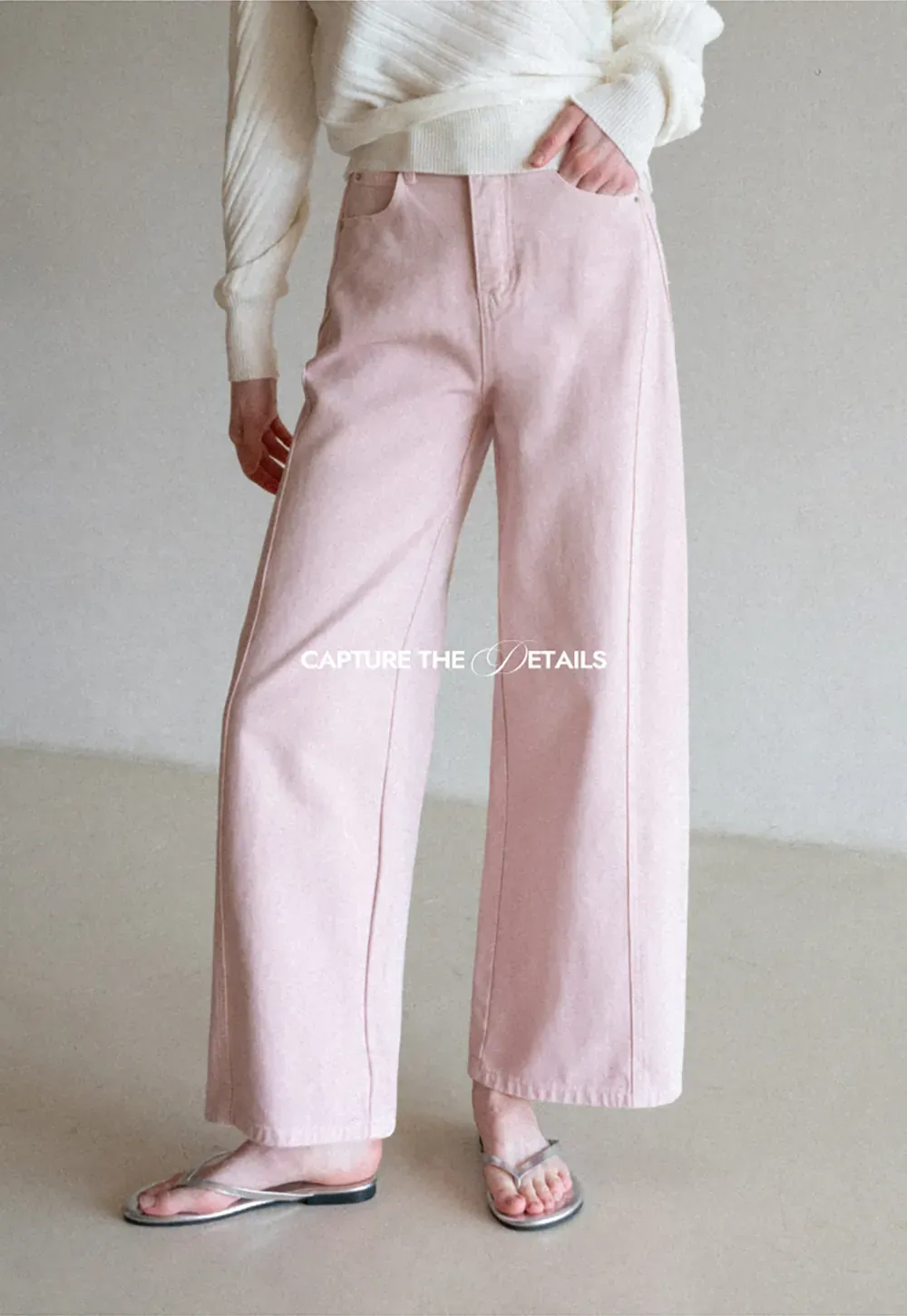 Wide leg high waist denim pants with belt loops