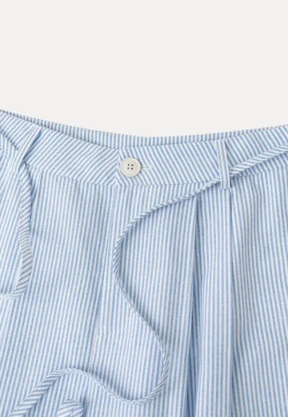 Wide Leg Pleated Casual Pants with Drawstring Waist