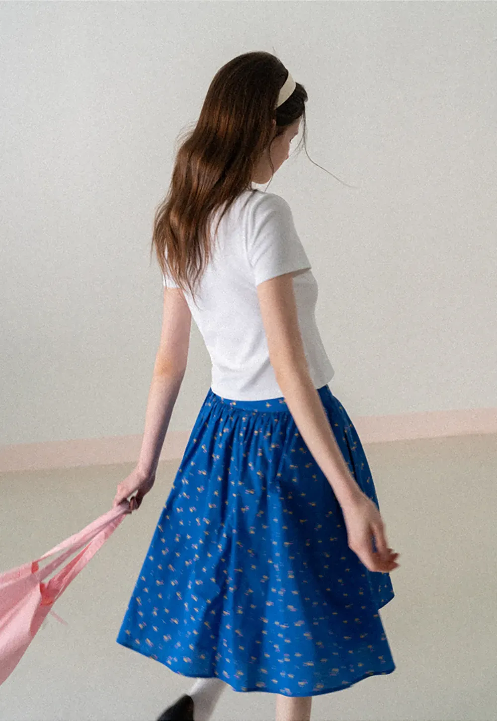 Short Sleeve Crew Neck T Shirt with Sheer Scarf Detail