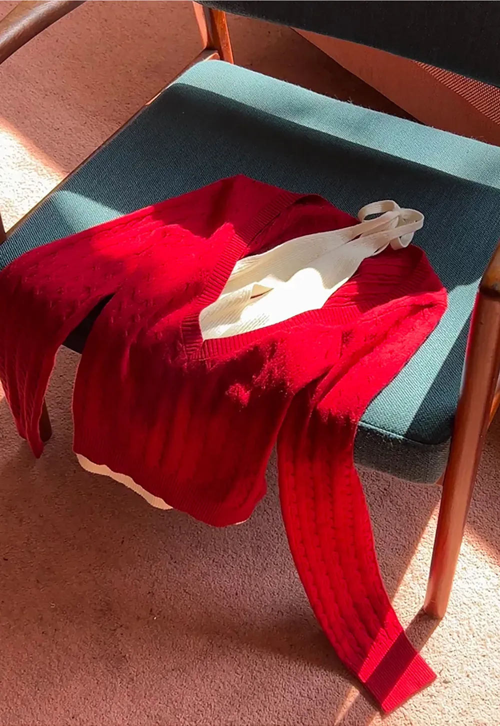 Cable Knit Sweater with Back Tie Detail