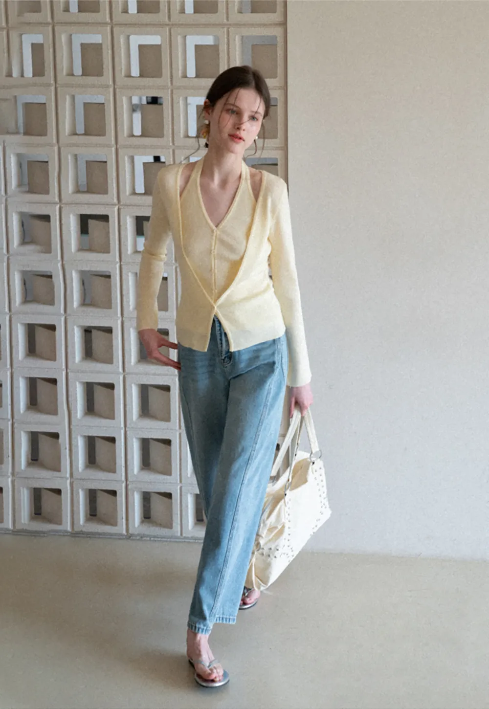 Wide leg high waist denim pants with belt loops