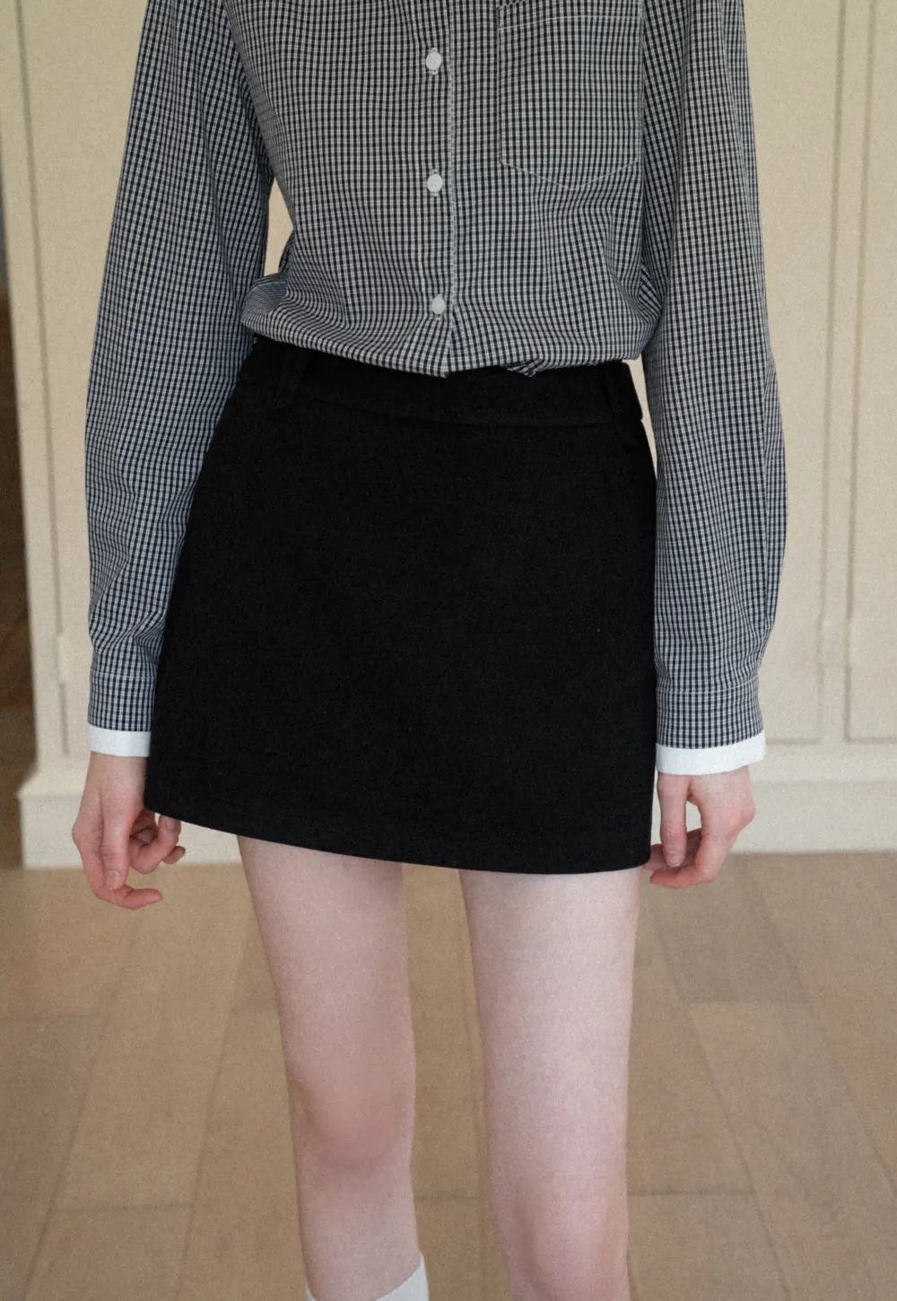 Elegant High Waist Mini Skirt with Belt Detail