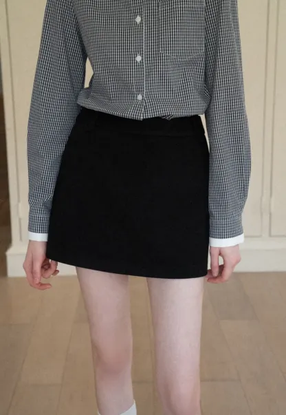 Elegant High Waist Mini Skirt with Belt Detail