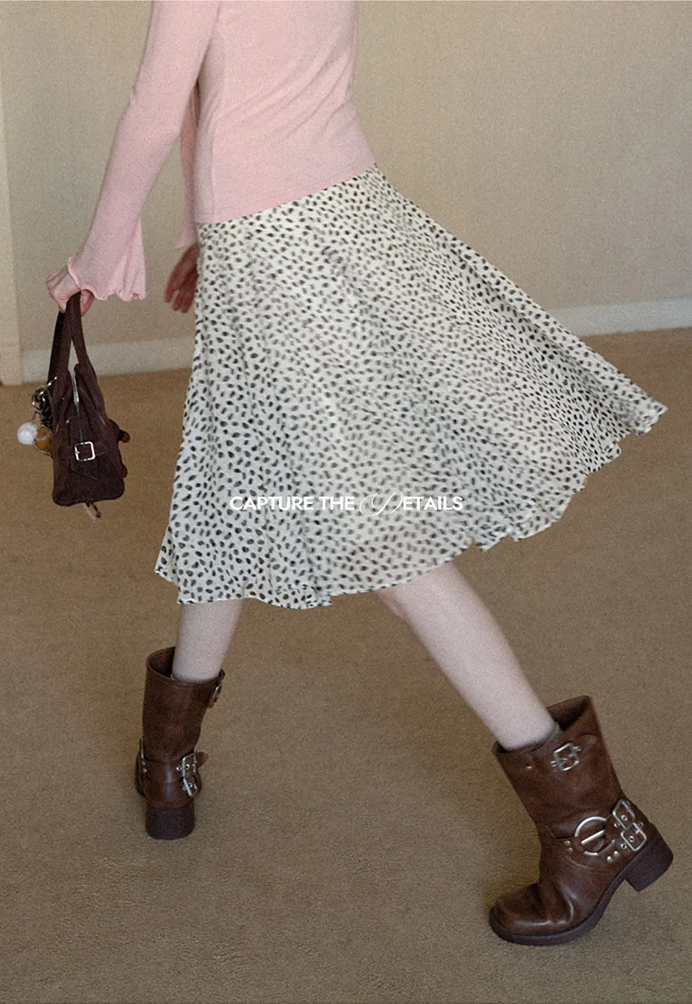 Flowing hem leopard print skirt with ruffle details