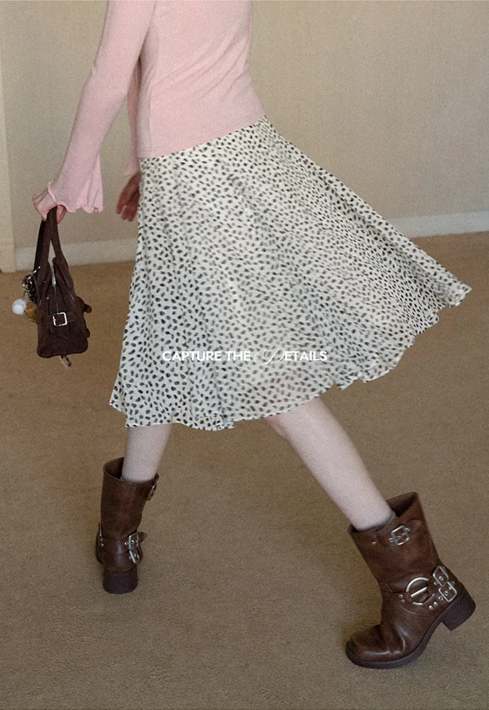 Flowing hem leopard print skirt with ruffle details