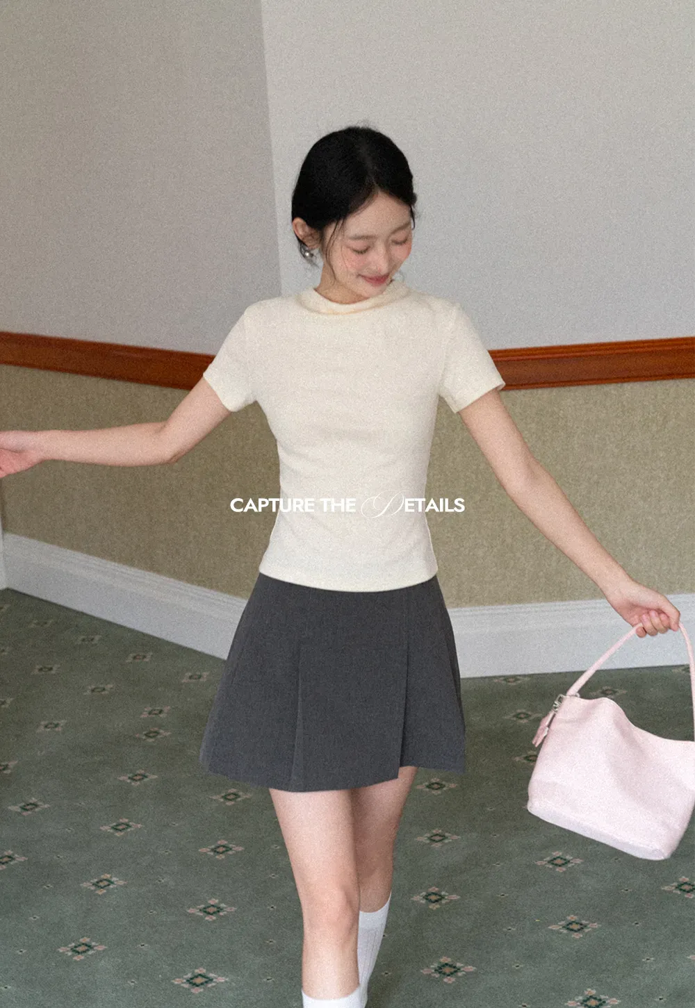 Pleated A-line Mini Skirt